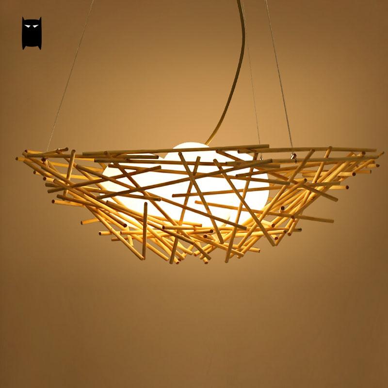 볪 Ŀ     ̵ 3        Ʈ  Ϻ ̼   E27  /Bamboo Wicker Rattan Bird Nest Lampshade 3 frosted Glass Egg Pendant Light Fix